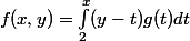 f(x,y) = \int_2^x (y-t) g(t) dt